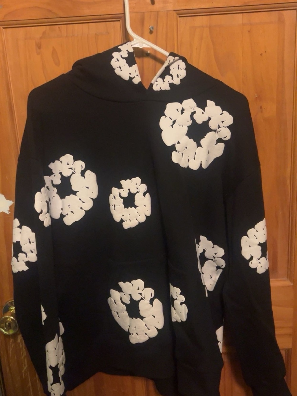 Black denim tear hoodie